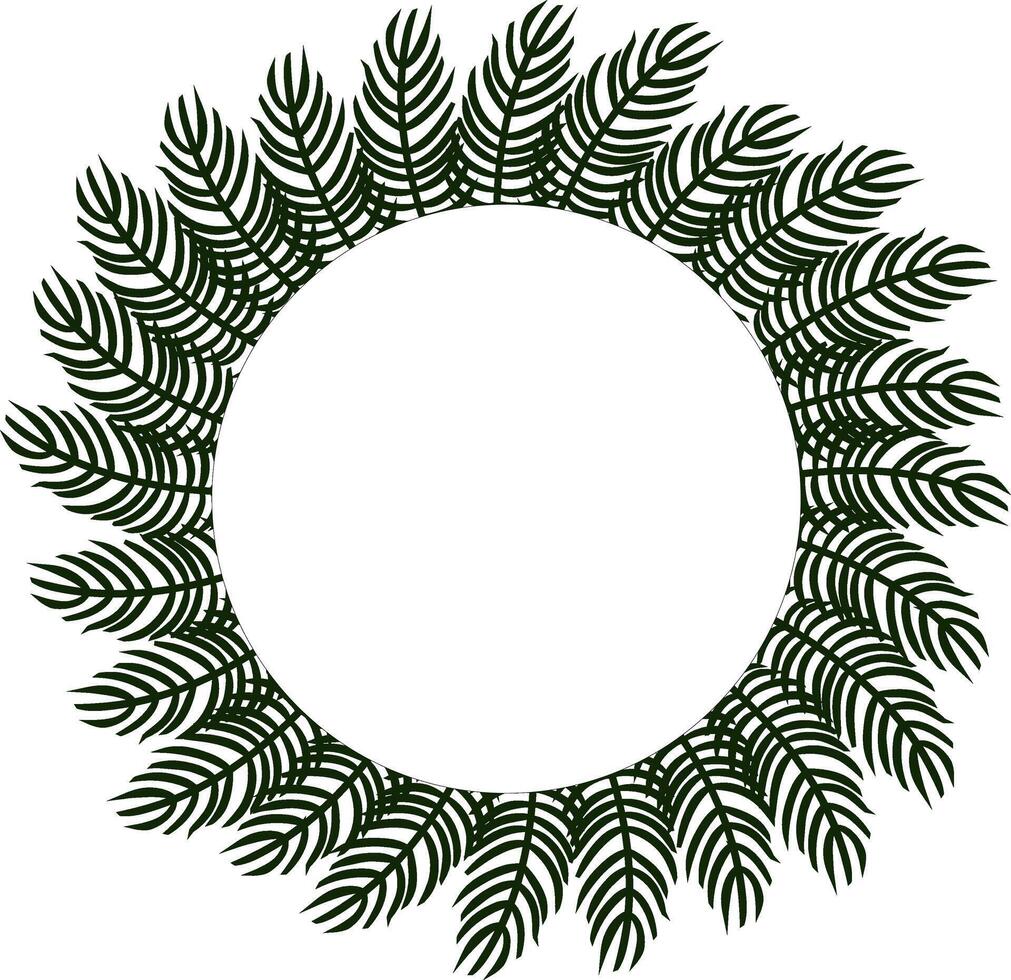 Christmas spruce wreath Frame circle round template. graphic line ink illustration. Pine wreath. Decorative element. Perfect for cards, decorations, stickers, logo, menu, various designs. vector