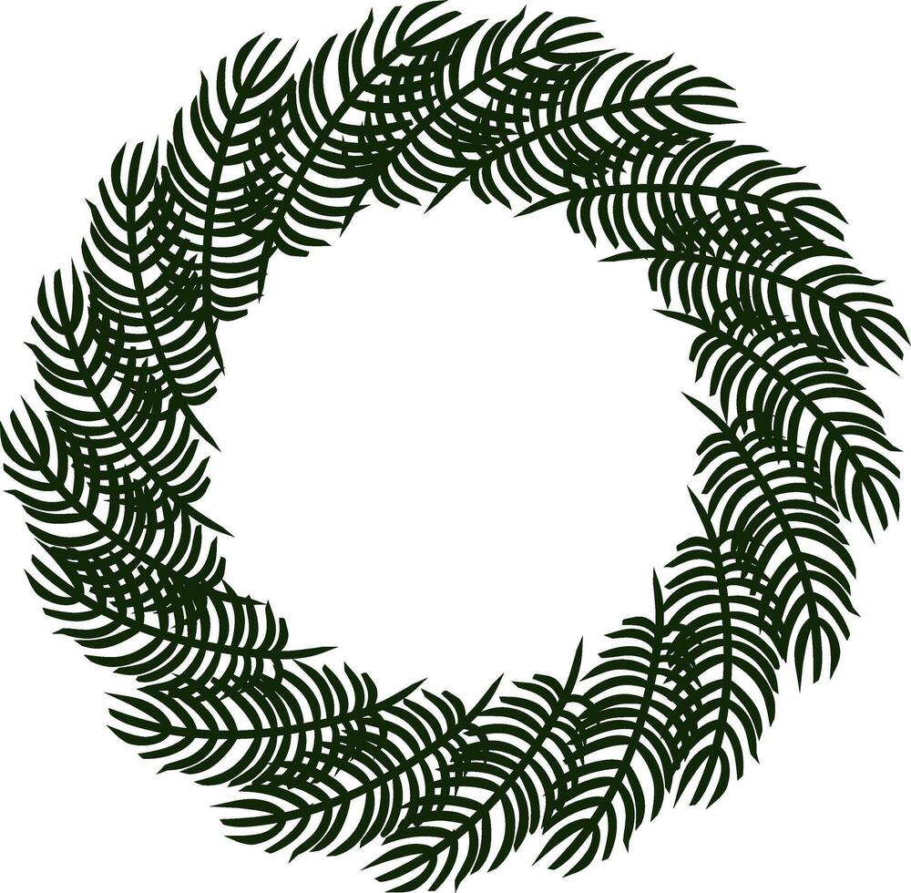 Spruce wreath Frame circle round template. graphic line ink illustration. design for fashion graphics, textile prints, fabrics, wallpapers. for bedsheets, pajamas, wrapping papers. vector