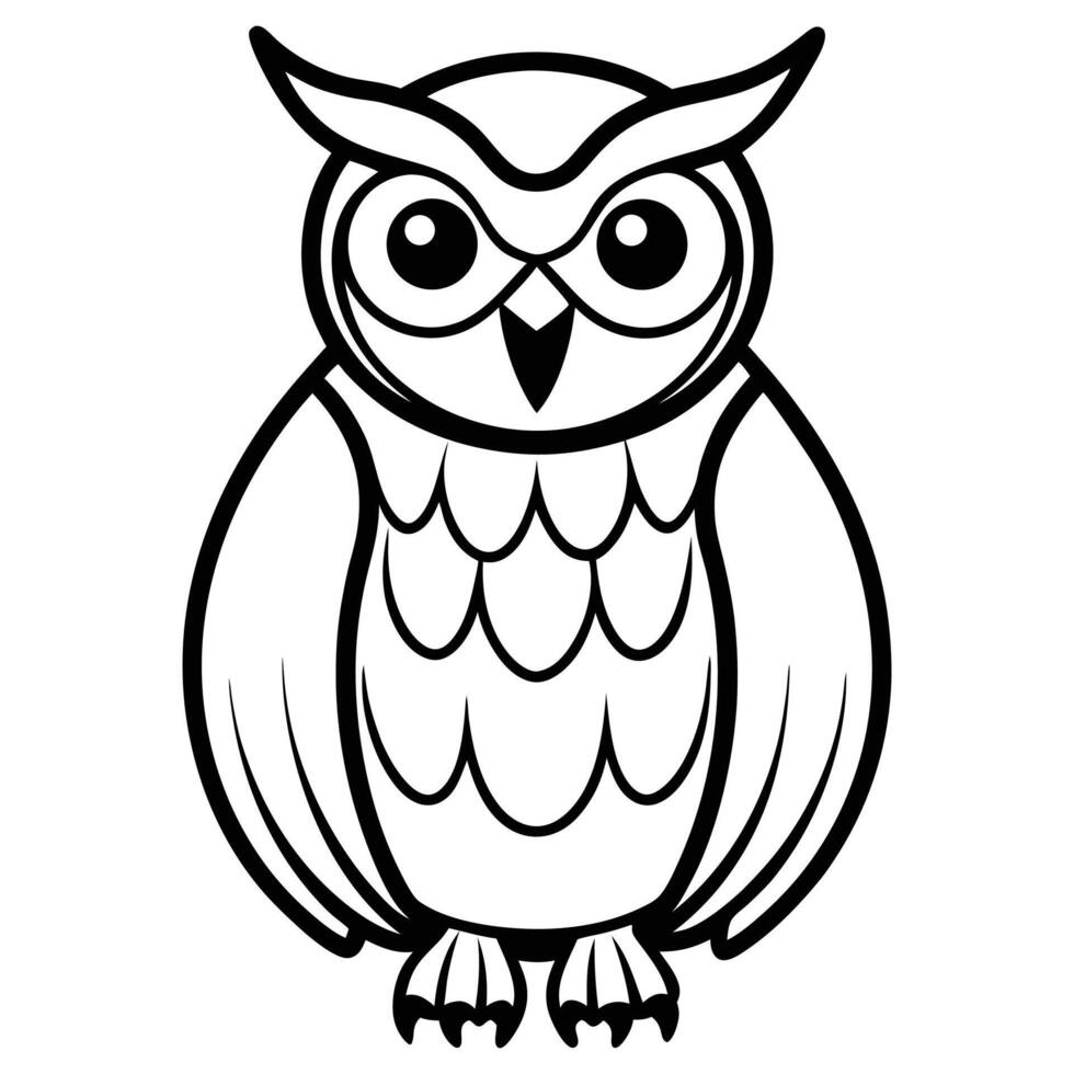 modern minimal owl black and white line art vector