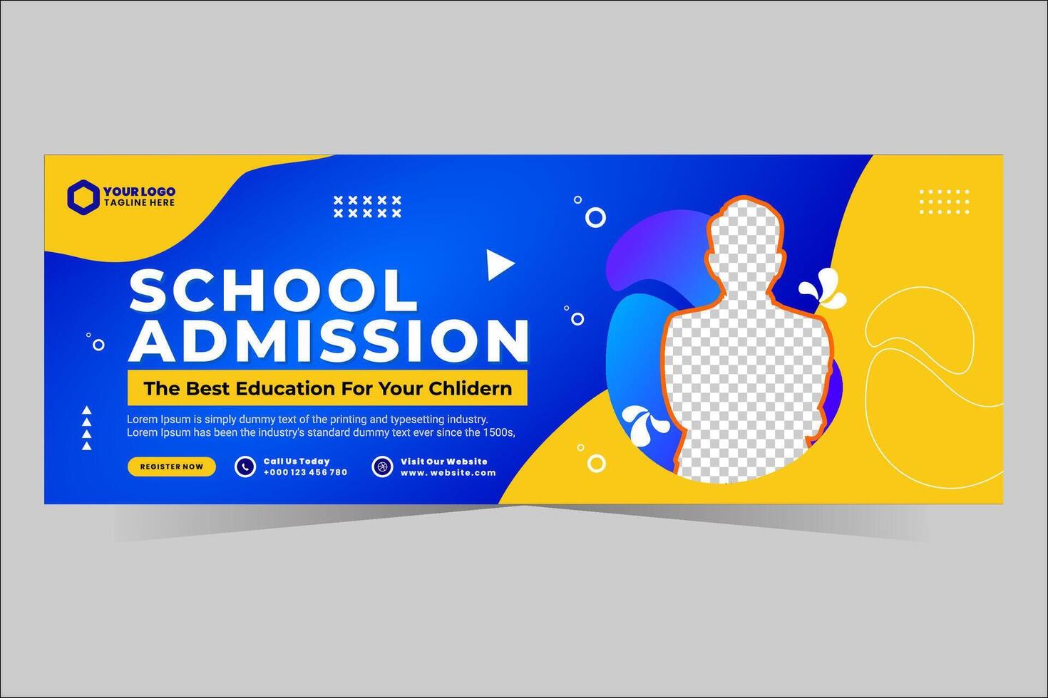 Modern school admission social media post and web banner template vector