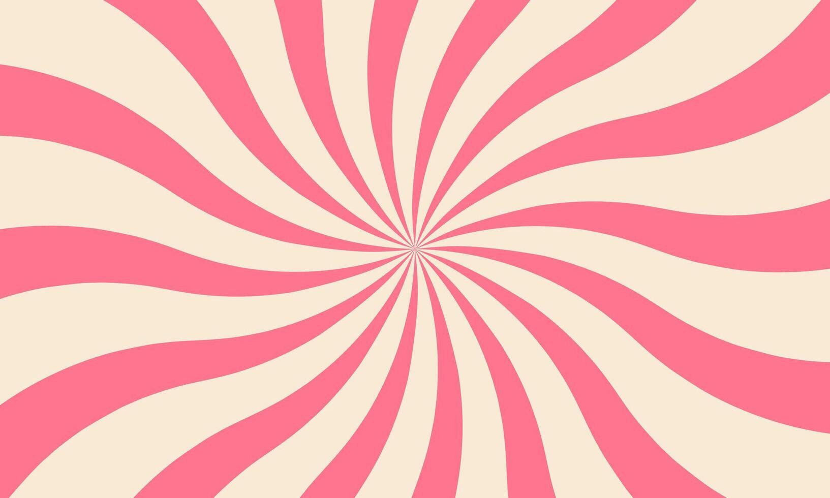 Psychedelic Swirl Carnival Pattern, Sun Ray Radial Background Pink and Beige Twisted Waves Abstract groovy Texture Retro Vintage Swirl, Twirl Circus Carnival Y2k Aesthetic, Illustration. vector