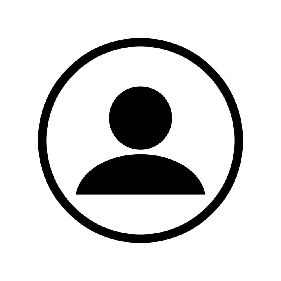 Avatar default user profile simple flat icon, user icon in outline round shape. Social media profile picture symbol, user account dp sign for web, app and creative designs, illustration. vector