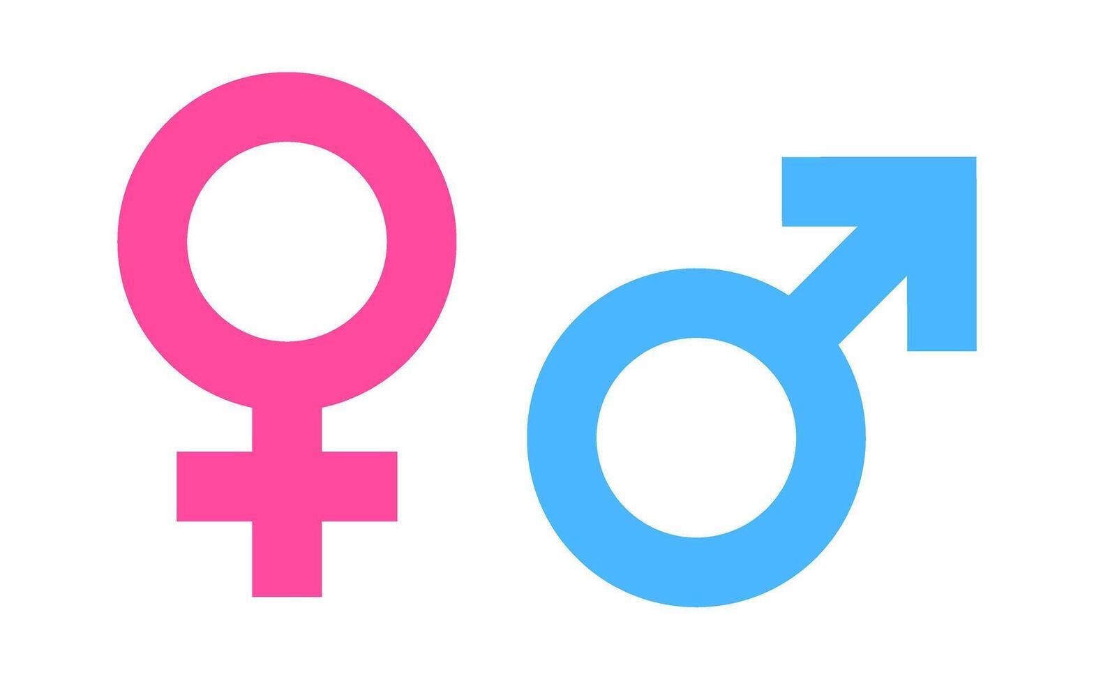 Gender thick shape icon, male and female flat icons. Man and woman flat pink and blue icon symbols isolated on a white background, Feminine and masculine icon sign, Illustration. vector
