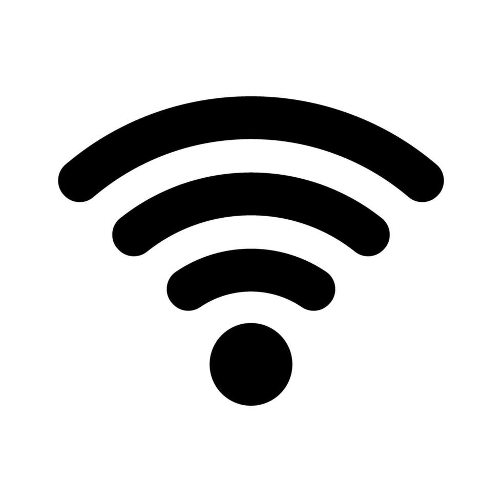 Wi-Fi signal icon, simple black flat wifi wireless internet symbol, mobile phone wifi network sign, wi-fi icon, or wifi symbol, wifi app icon illustration isolated on white background vector