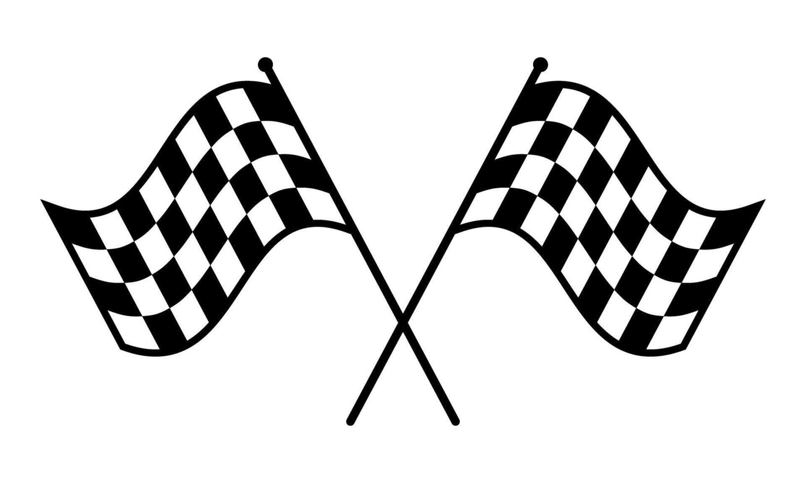 Double crossed checkered racing flag. Chequered flag of motorbike racing, and car racing. Championship isolated flags. illustration of two sport racing flags. vector