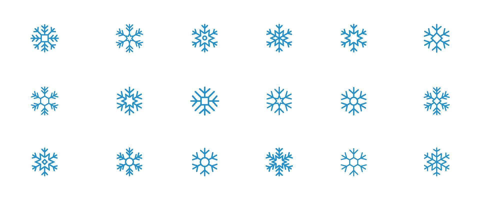 Snowflakes, thin line snowflakes simple icon pack, winter snowflakes template, Blue snowflake icon set, snowflakes illustration symbols for Christmas and winter design isolated white background vector