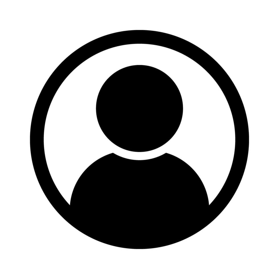User icon flat round outline shape in black color. Avatar sign, default user profile icon, Social media profile picture, user account dp sign isolated on transparent background, illustration. vector