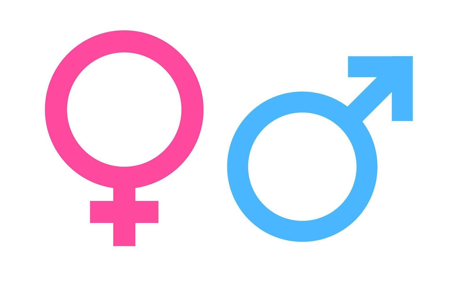 Gender pink and blue icon, male and female flat thick shape sign. Man and woman symbols isolated on a white background, Feminine and masculine icon signs, Illustration. vector