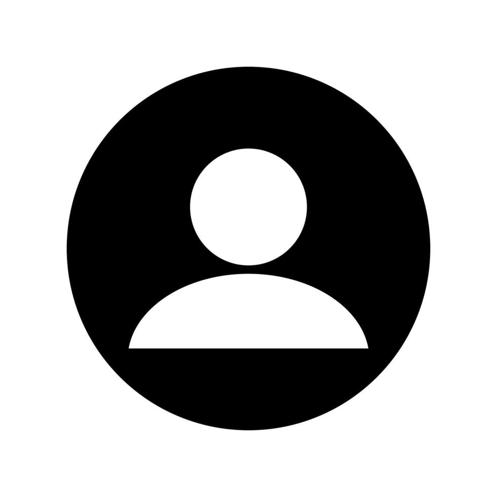 Avatar default user profile simple flat icon, black and white user icon in outline round shape. Social media profile picture symbol, user account dp icon sign, illustration. vector