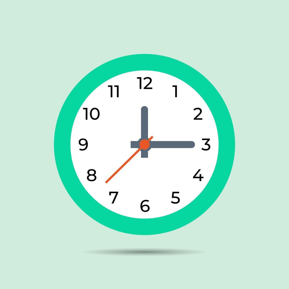Wall clock icon, clock face design in flat style, watch sign, timer isolated symbol, office watch clip art, business icon concept for web, app, and creative projects, illustration. vector