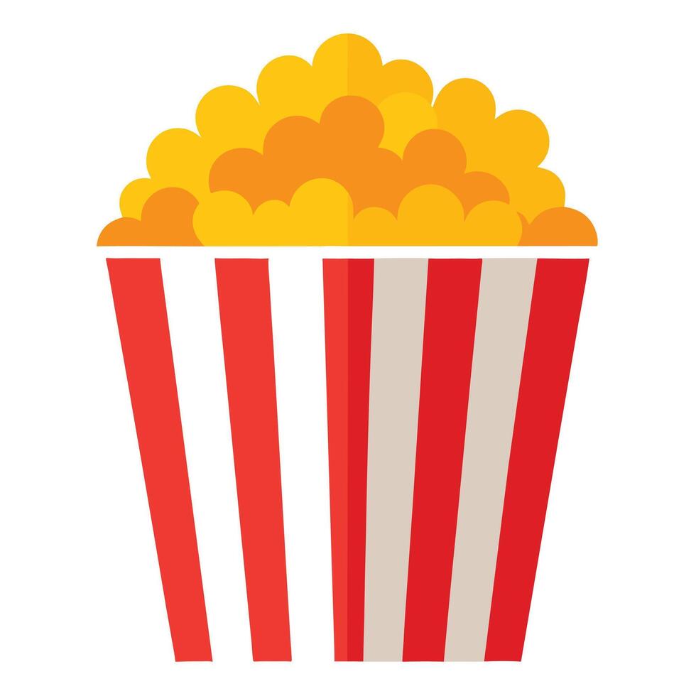 Delicious Popcorn Overflowing from a Classic Red and White Striped Container Illustration vector