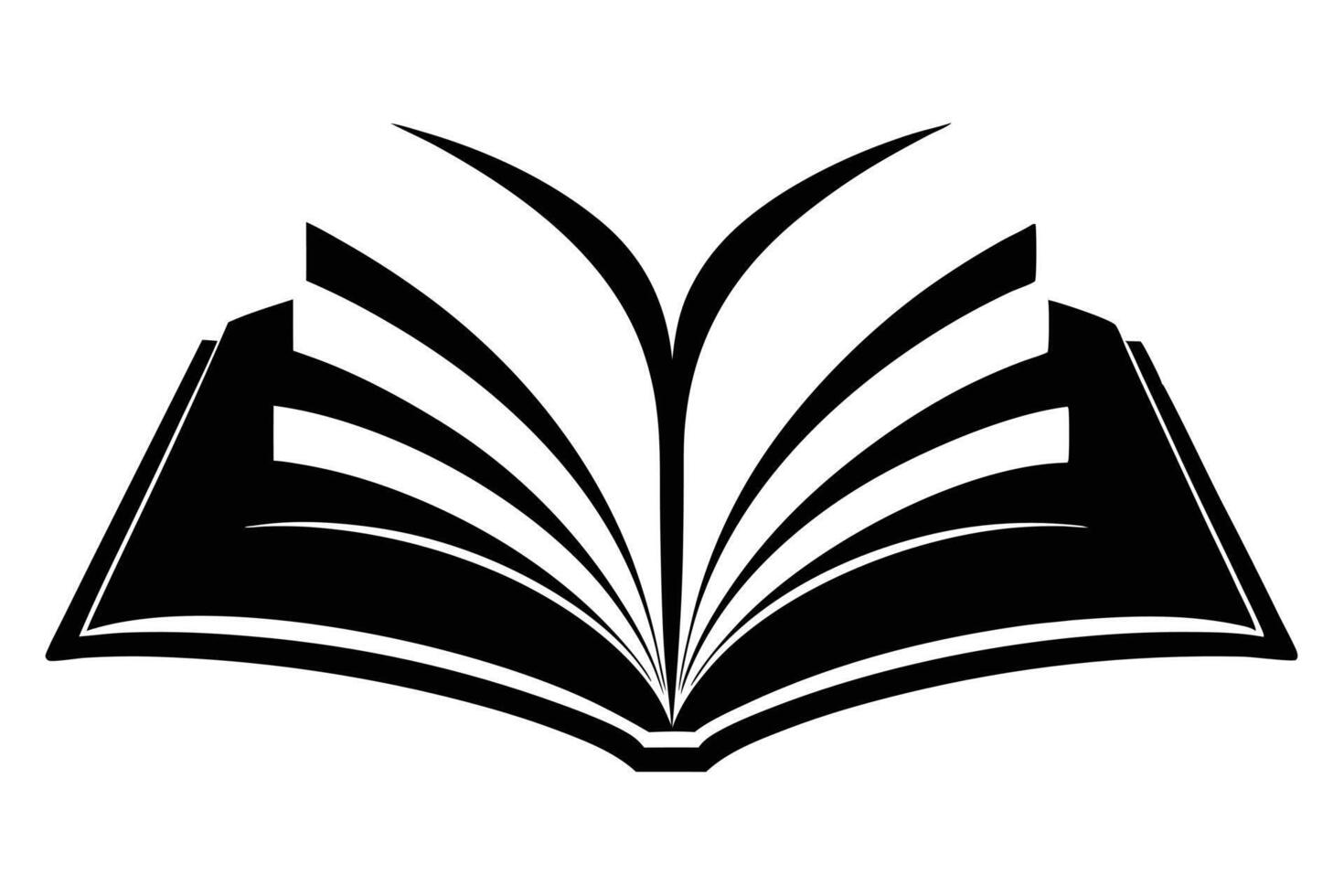 Stylized Black Open Book Illustration with White Pages, Flat Design Element vector