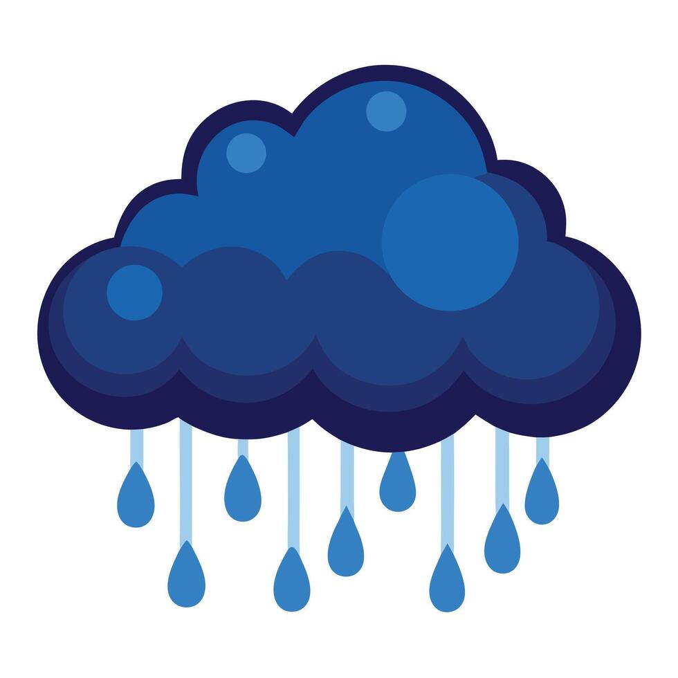 Cartoon Rain Cloud with Falling Raindrops, Meteorological Weather Concept Illustration vector