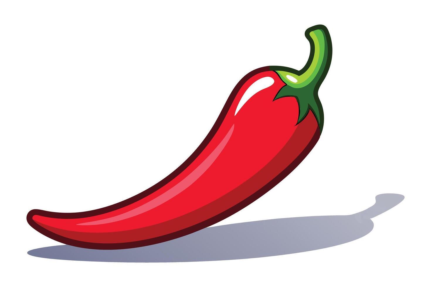 Cartoon Red Chili Pepper with Green Stem Isolated on a White Surface vector