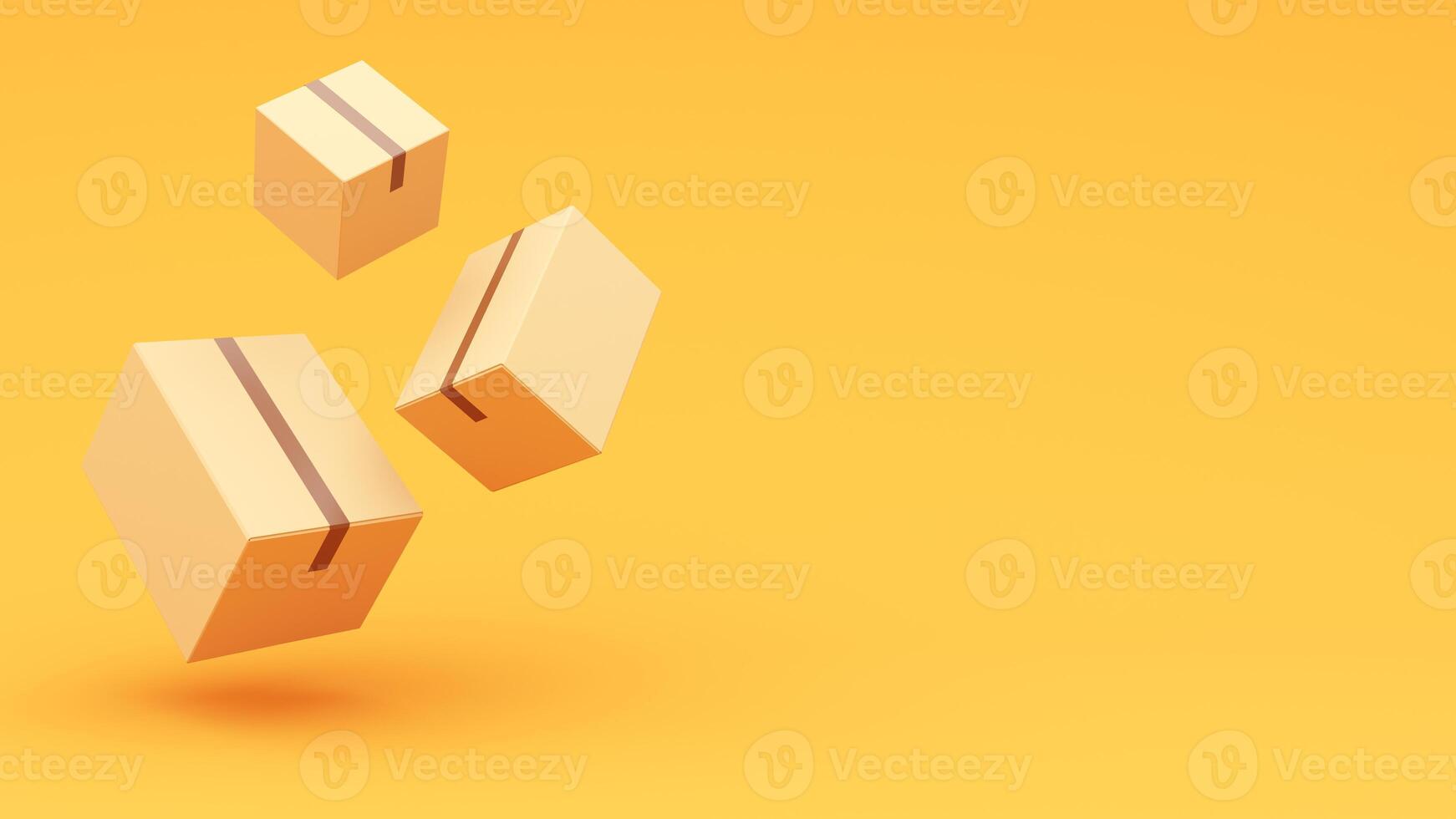 3d illustration of boxes falling on a yellow background photo