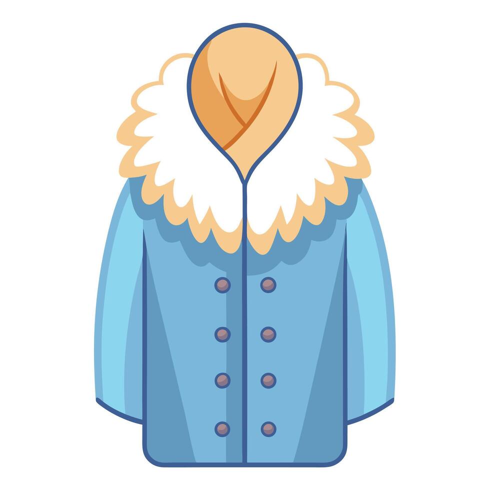 Stylish Light Blue Winter Coat with Fluffy Collar and Button Details vector