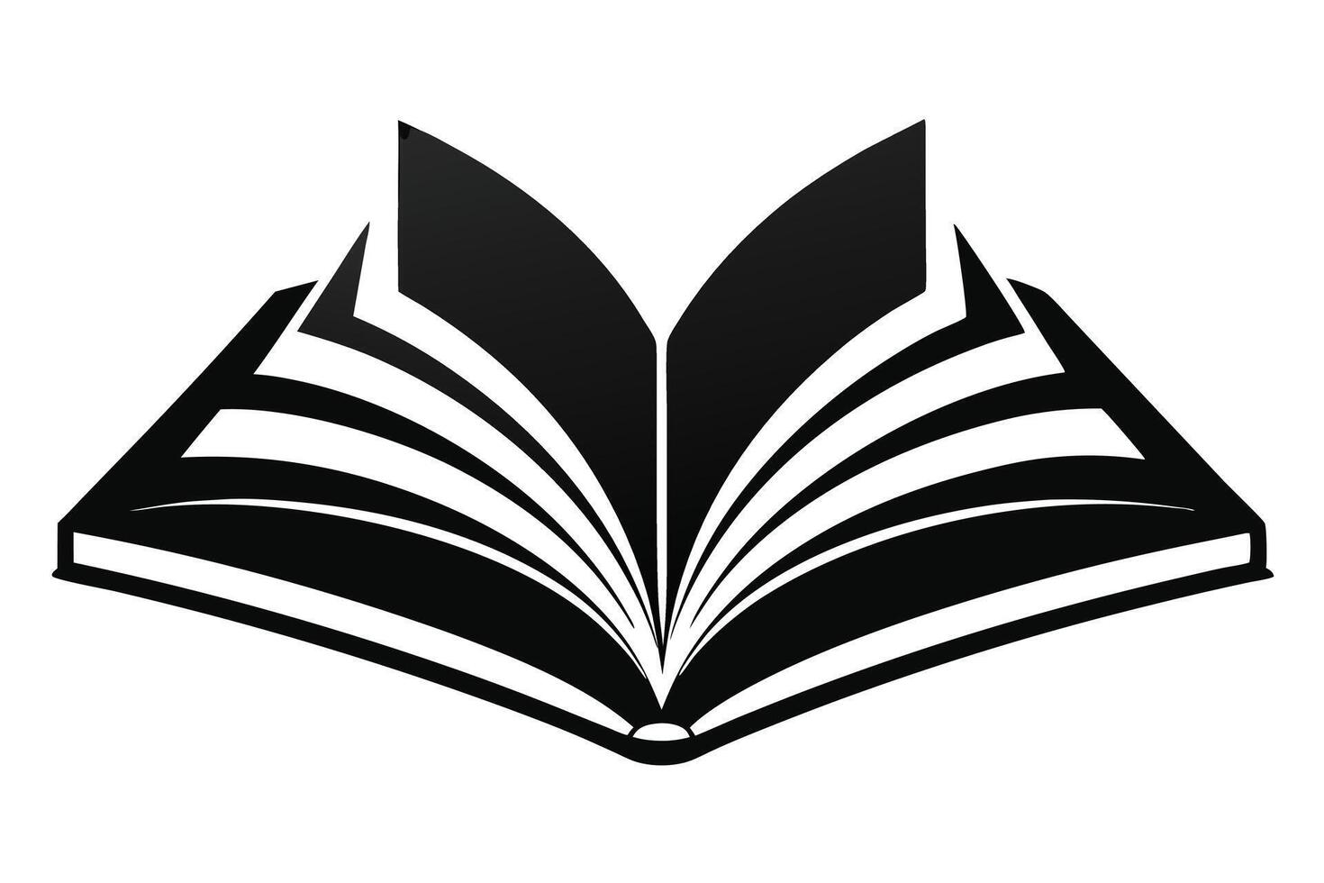 Stylized Black and White of an Open Book with Many Pages vector
