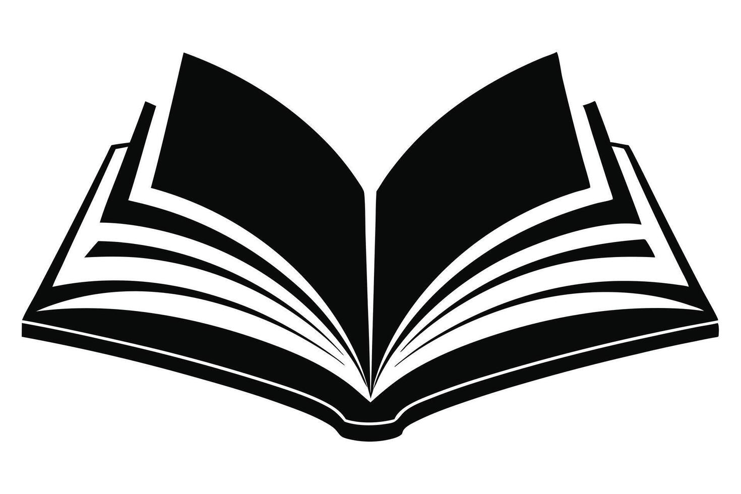 Bold Black and White Open Book with Facing Pages and Thick Binding vector