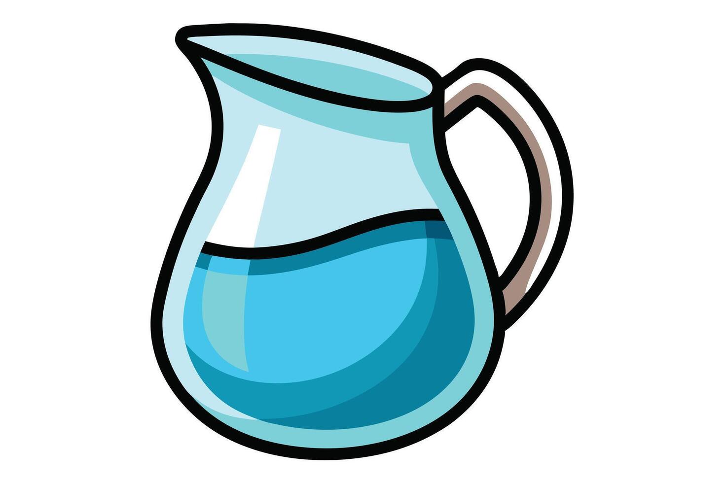 Cartoon Style Pitcher with Blue Liquid, Illustration on a White Background vector