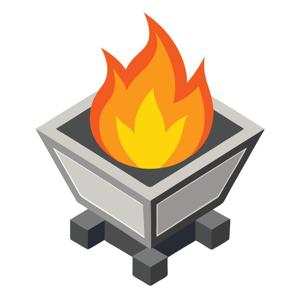 Geometric Fire Pit Illustration Flames Inside Modern Style Fire Pit Design vector