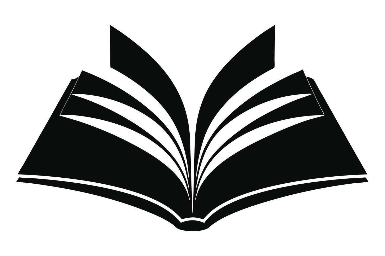 Black Open Book Illustration Symbolizing Knowledge, Learning, and Education on a White Background vector