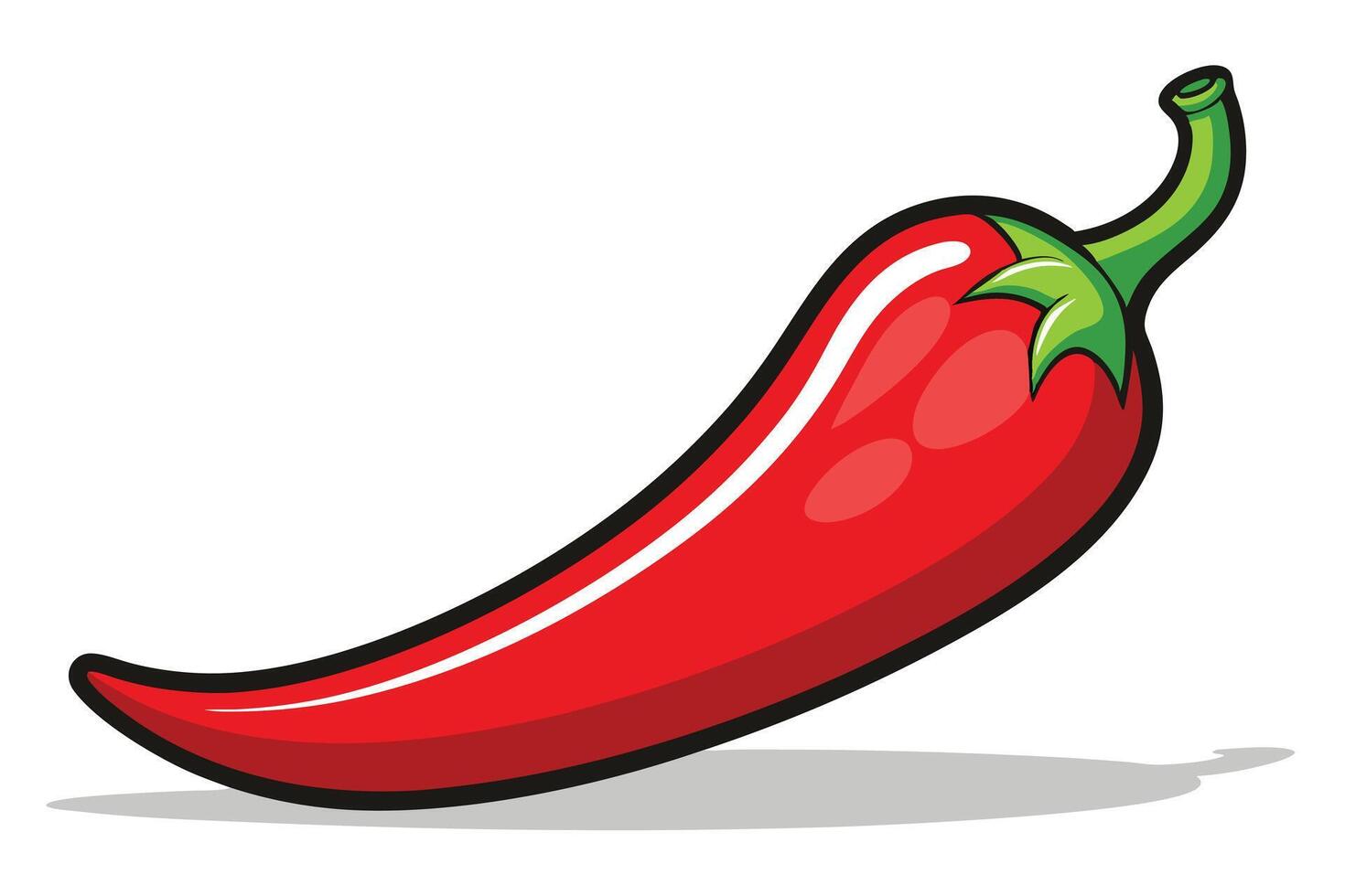 Cartoon Style Red Chili Pepper Graphic, Single Vegetable Illustration on White vector