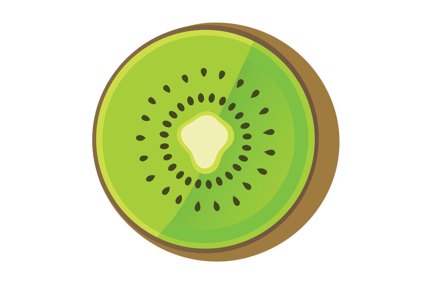 Illustration of a Sliced Kiwi Fruit with Green Flesh and Black Seeds on White vector