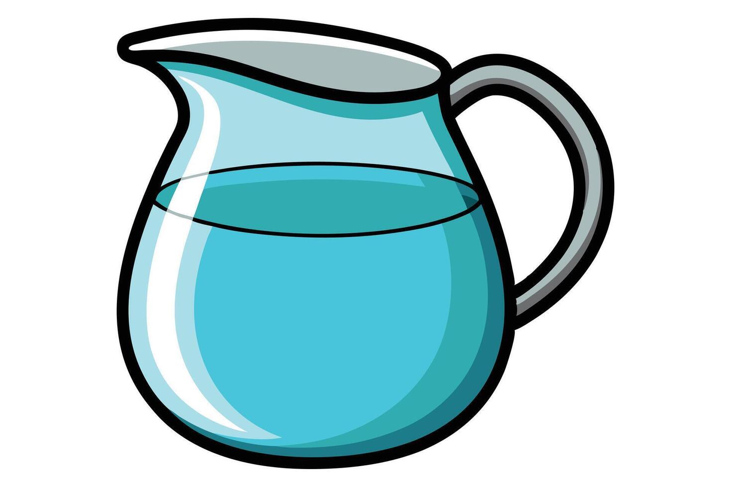 Cartoon Style Pitcher Illustration Filled with Refreshing Blue Water for Serving Drinks vector