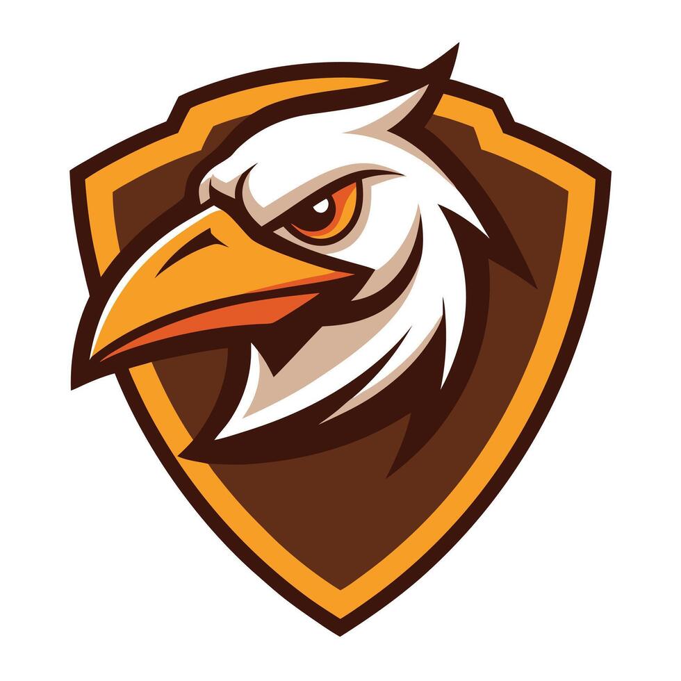 Illustration of Bird of Prey Mascot Head Within Shield Shaped Badge Style vector