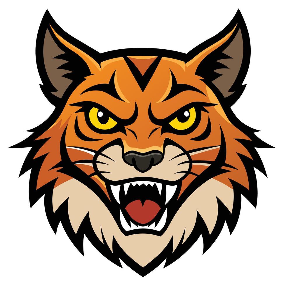 Fierce Tiger Mascot Head Illustration with Menacing Expression and Sharp Teeth vector