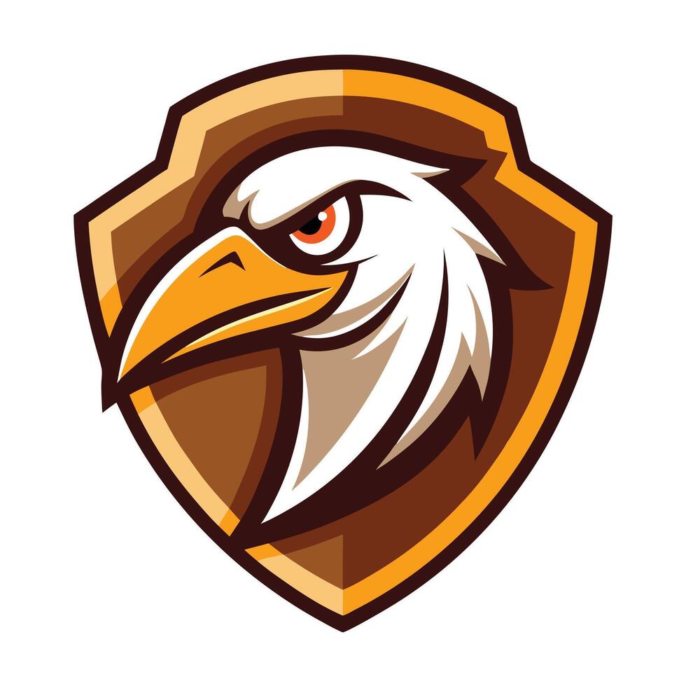 Bold Eagle Head Logo Design Framed within an Ornamental Shield Shape vector