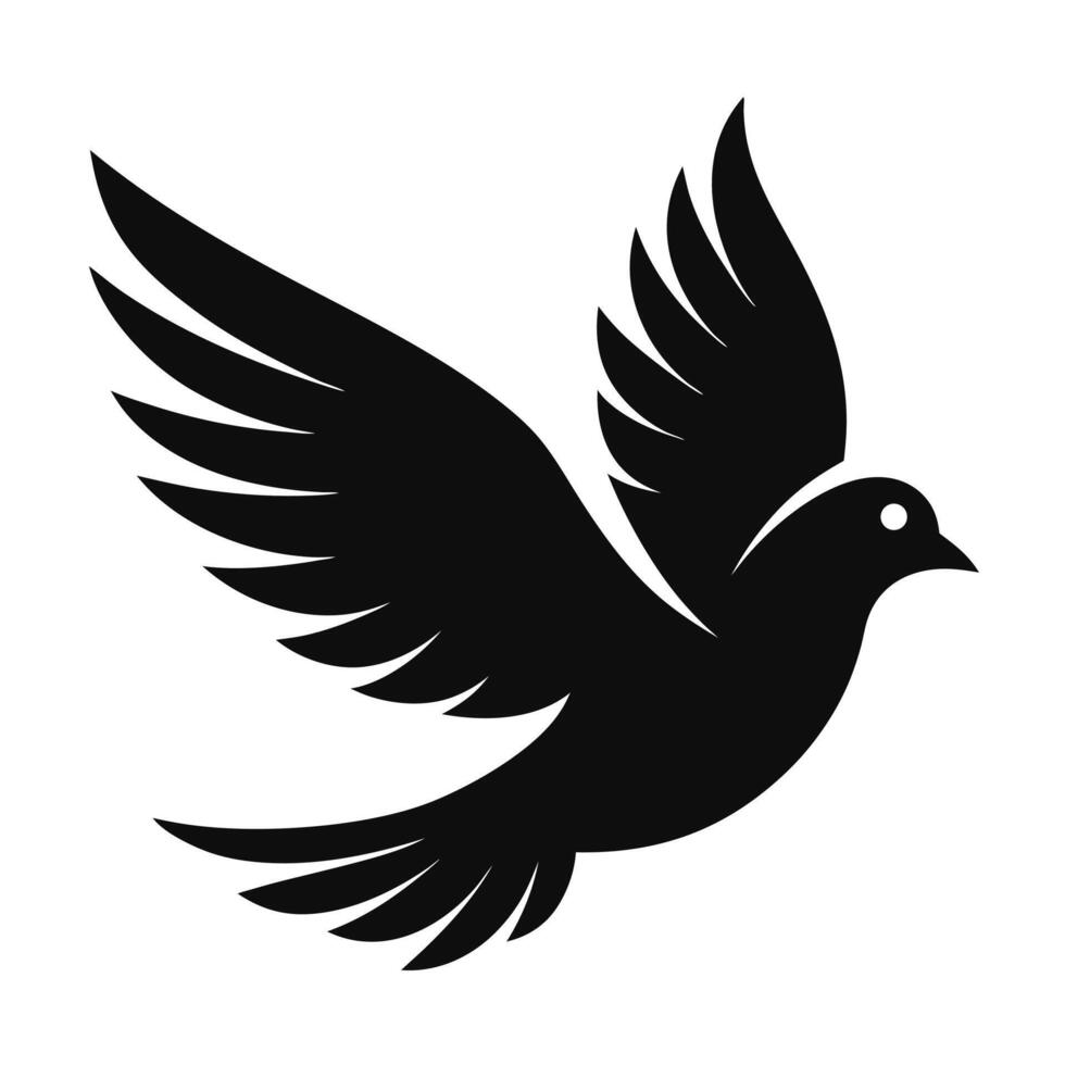 Stylized Black Dove Illustration Symbol of Peace and Freedom, Winged Design vector