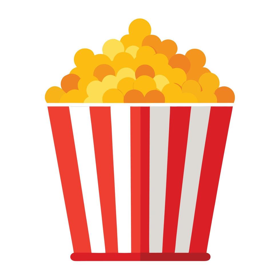 Cartoon Popcorn Bucket with Stripes Ready to Eat Movie Snack vector