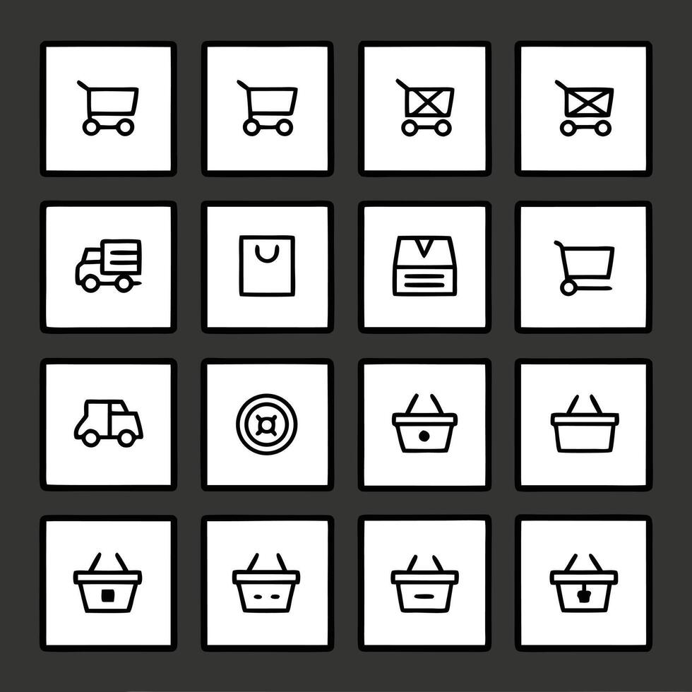 Shopping cart icon set vector