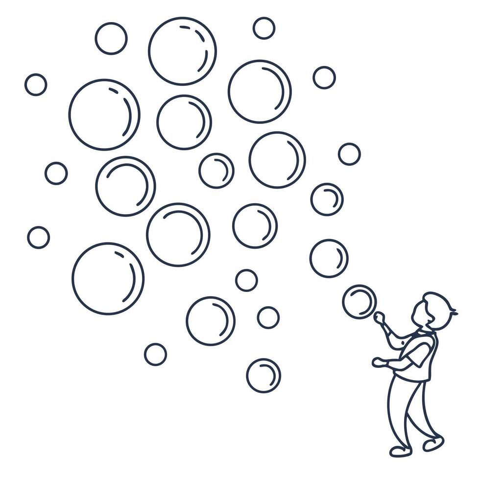 A man is blowing bubbles in a line vector