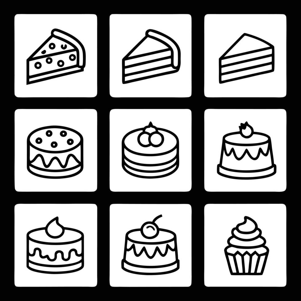 Cake icons set vector