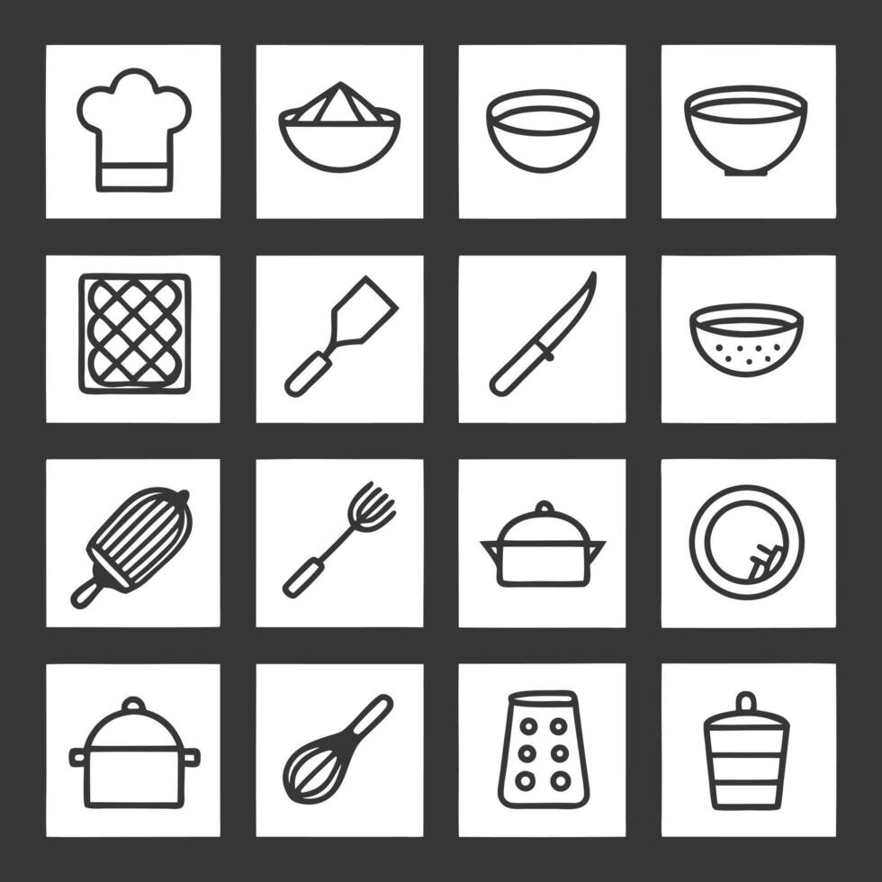 Cooking and kitchen icons set vector
