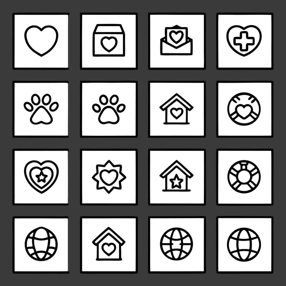 Animal shelter icons set vector