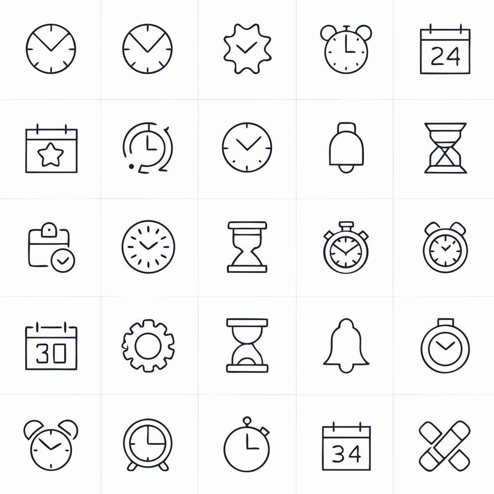 A set of time and clock icons vector