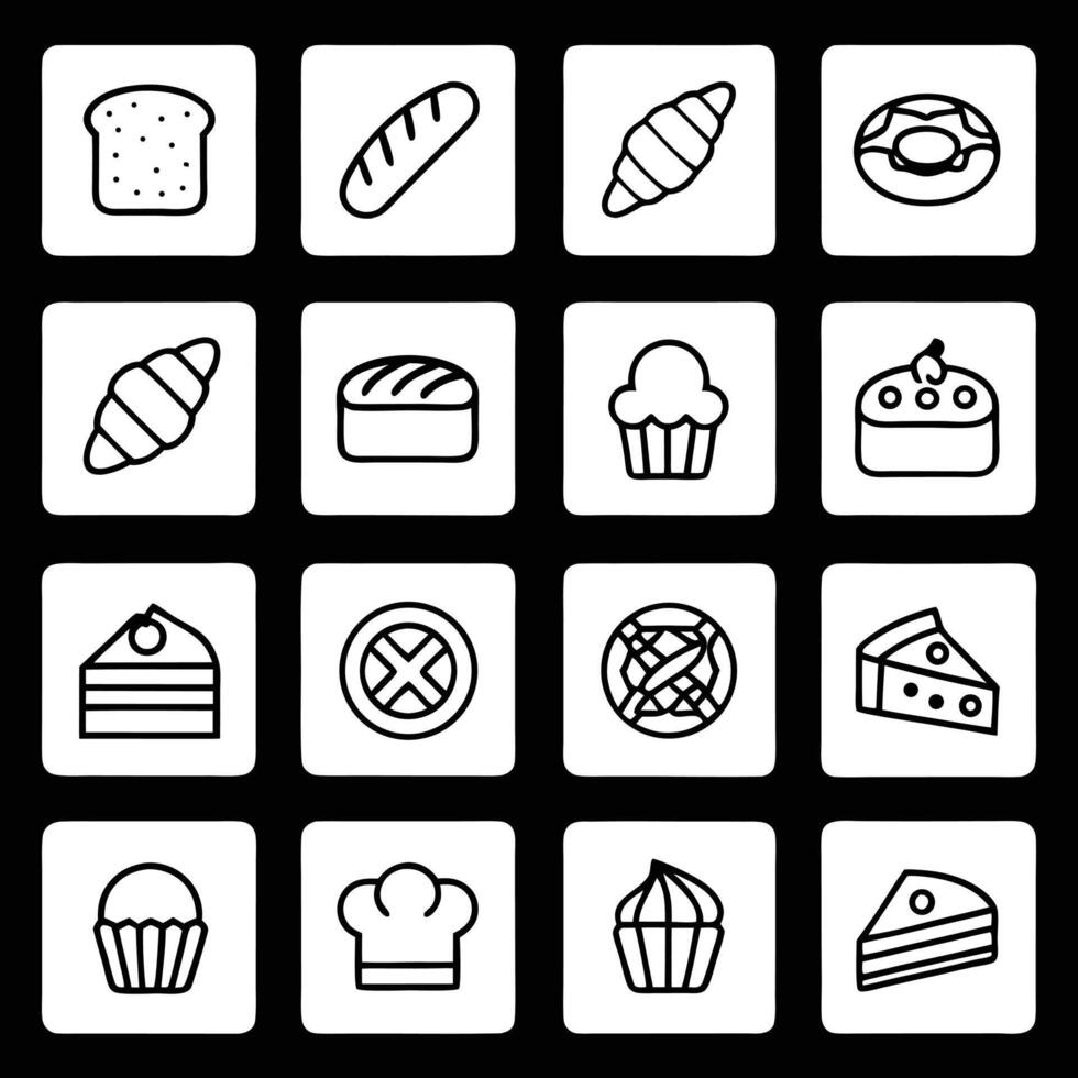 Bakery icons set vector