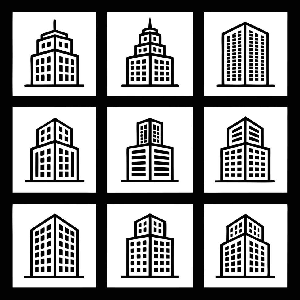 Set of buildings icons vector