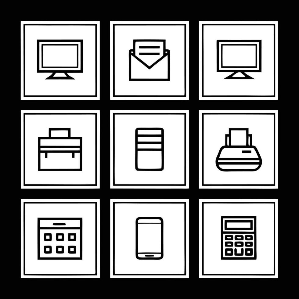 Office and computer icons set vector