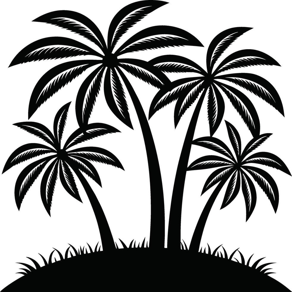 Palm trees on a hill vector