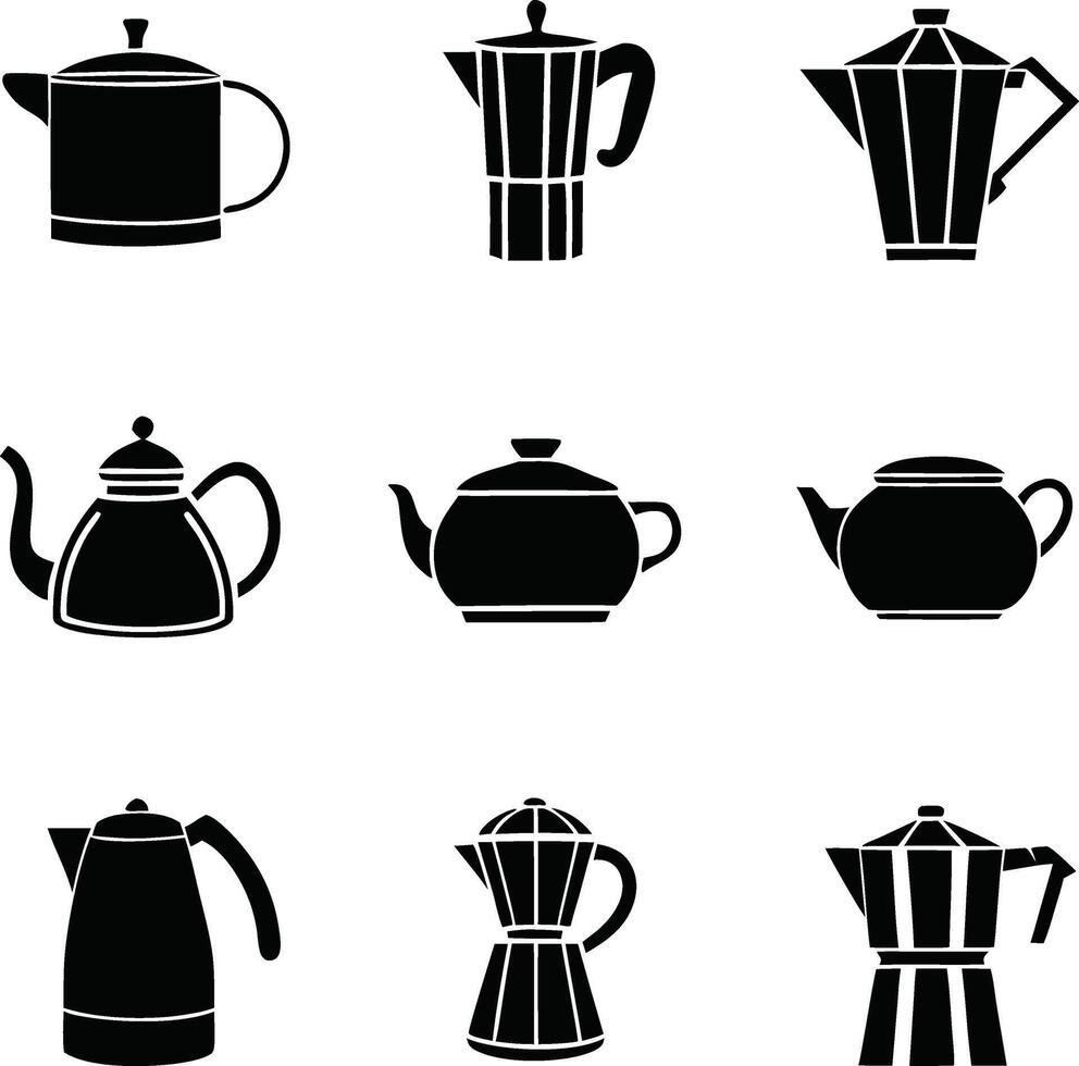 Tea pot icon set vector
