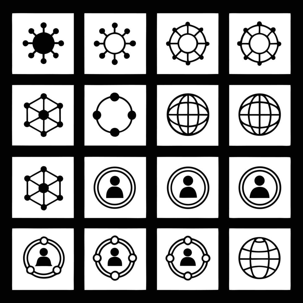 A set of icons that include people, buildings, and other symbols vector