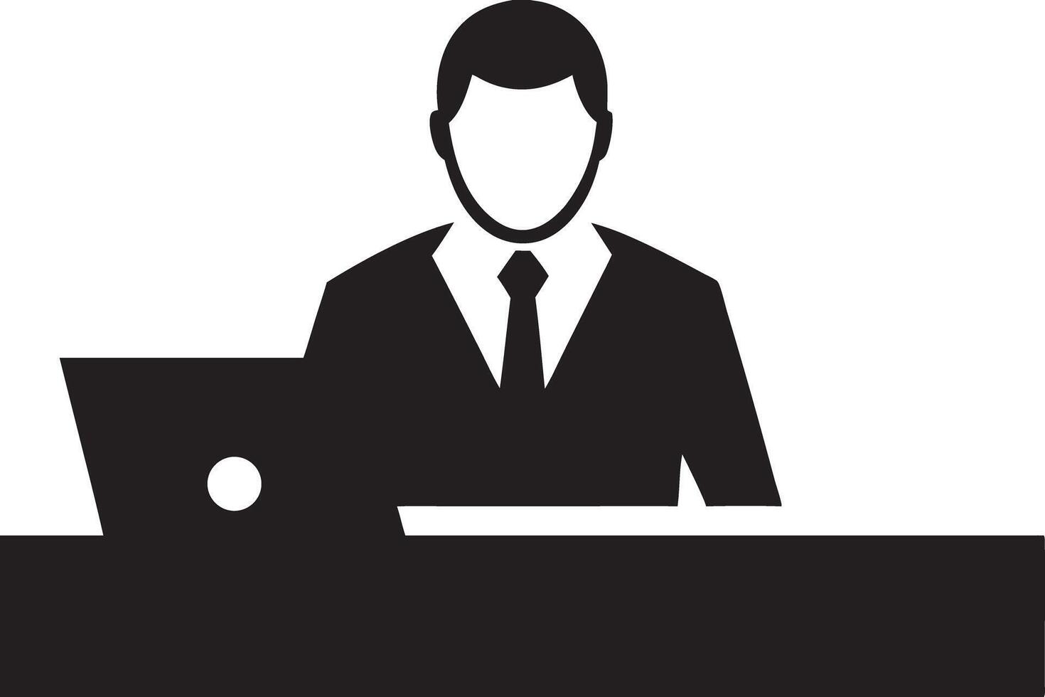Professional Black Businessman Silhouette with Laptop for Office Design vector