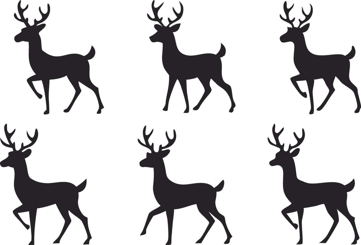 Diverse Black Deer Outline Set for Forest and Outdoor Decor Projects vector