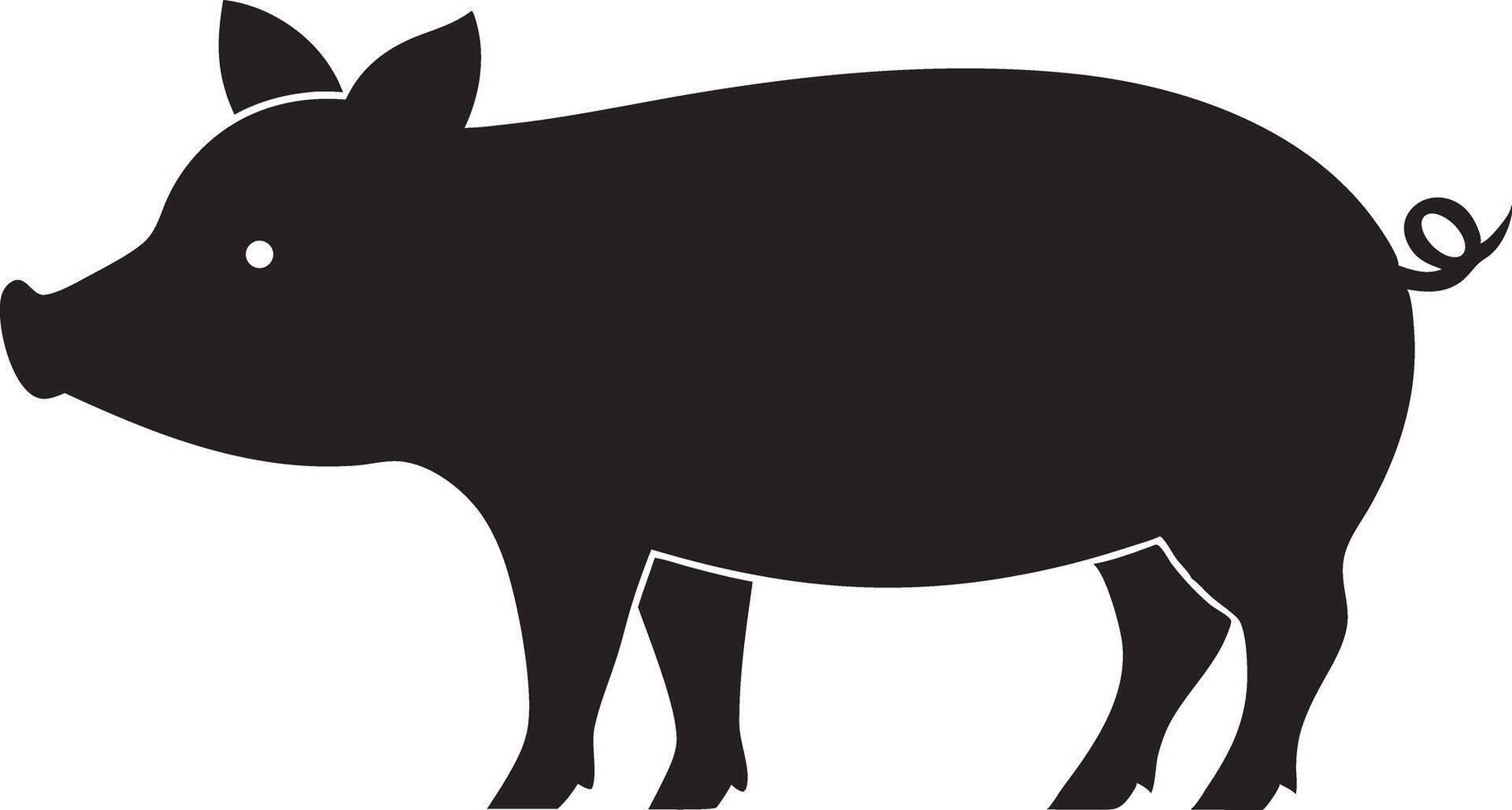 Stylish Black Silhouette Pig Art for Farm Animal Designs vector
