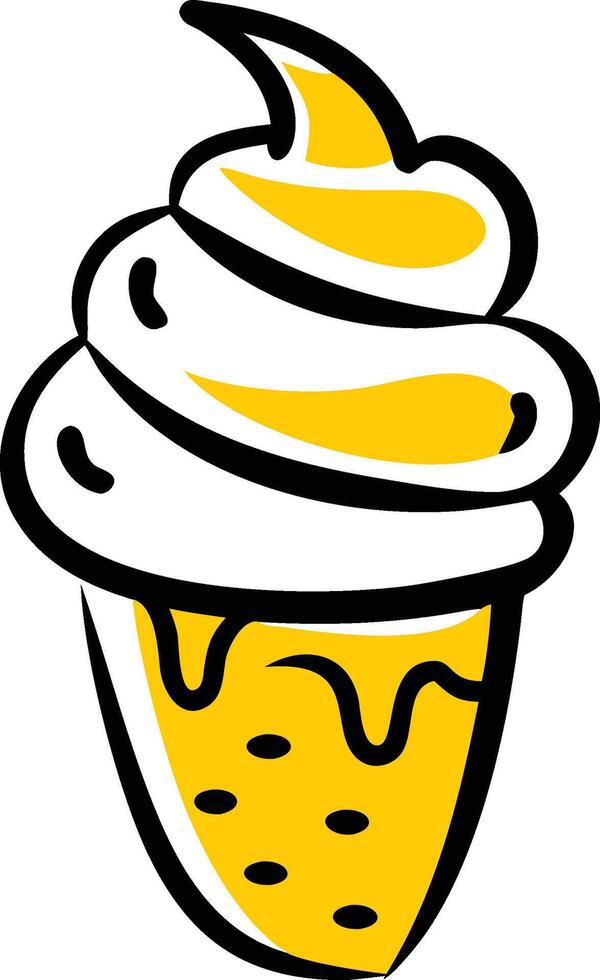Delicious Creamy Ice Cream Cone Illustration Sweet Dessert Treat Graphic Design Element vector
