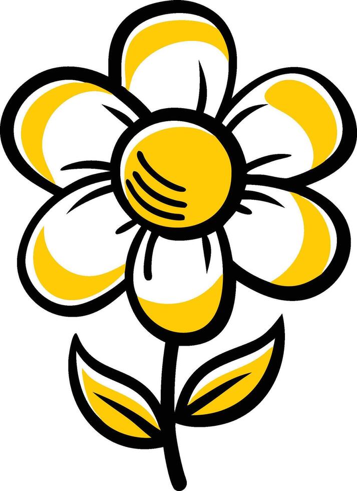 Cheerful Yellow Flower Illustration Simple Floral Design Perfect for Spring Themes and Nature Projects vector